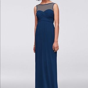 David’s bridal long dress with illusion neckline